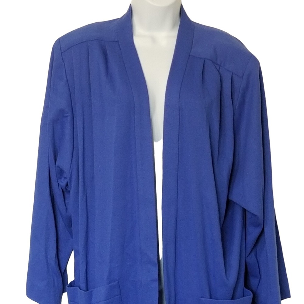 Willi of California Sweater Cardigan Jacket 14 Duster Open Front Blue US Vintage